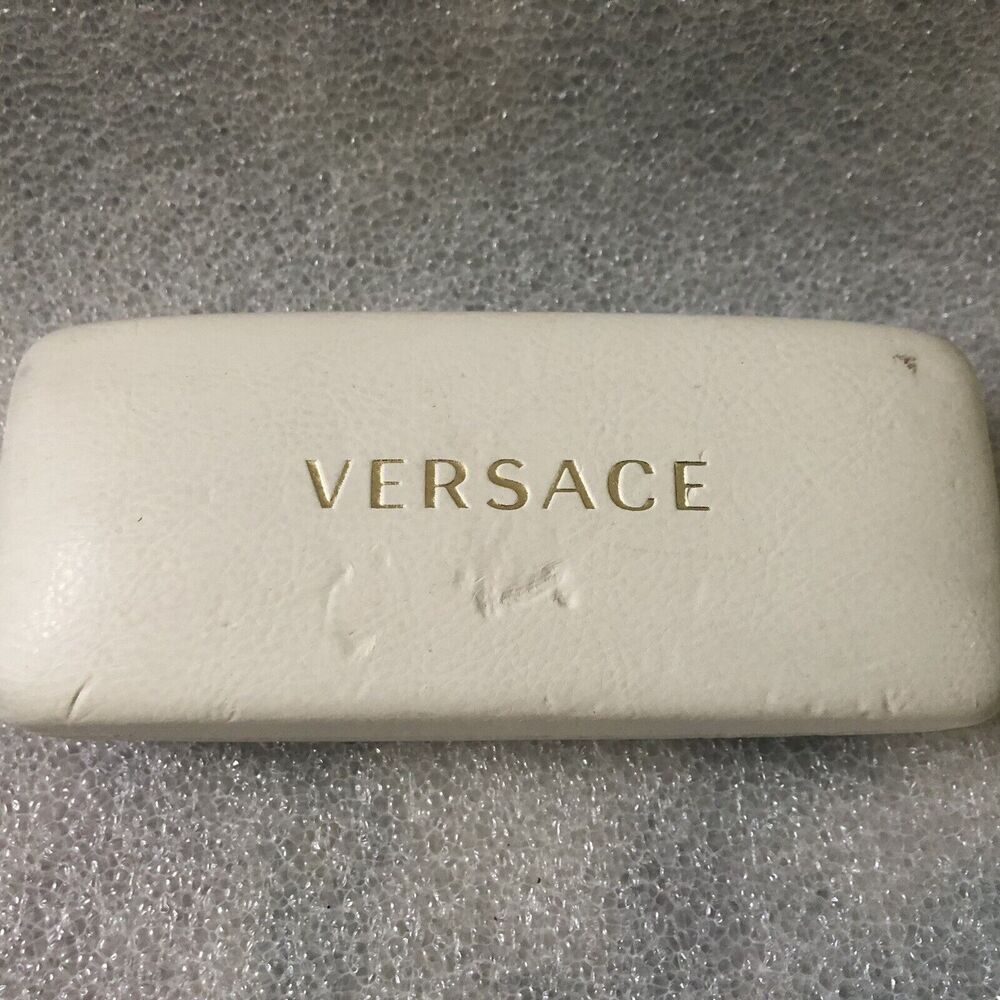 Versace Hard Clamshell Case for Glasses Cream Colored Made in Italy****Flawed***